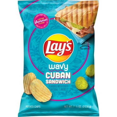 Lay's Cuban Sandwich Wavy Potato Chips, 7.5 oz Bag