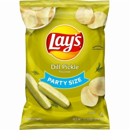 Lay's Dill Pickle Flavored Potato Chips, Party Size, 12.5 oz Bag - 3 pack