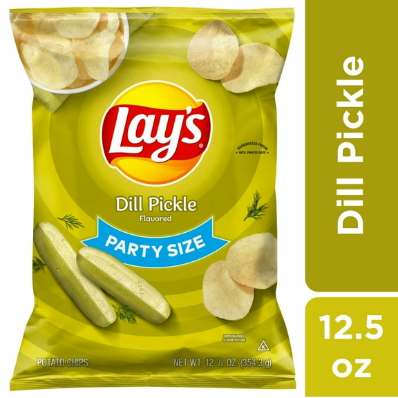 Lay's Dill Pickle Flavored Potato Chips, Party Size, 12.5 oz Bag