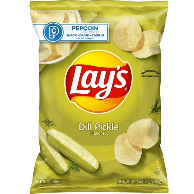 Lay's Dill Pickle Flavored Potato Chips Snack Chips, 2.625oz Bag