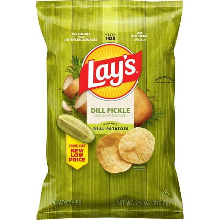 Lay's Dill Pickle Potato Snack Chips, 7.75 oz Bag