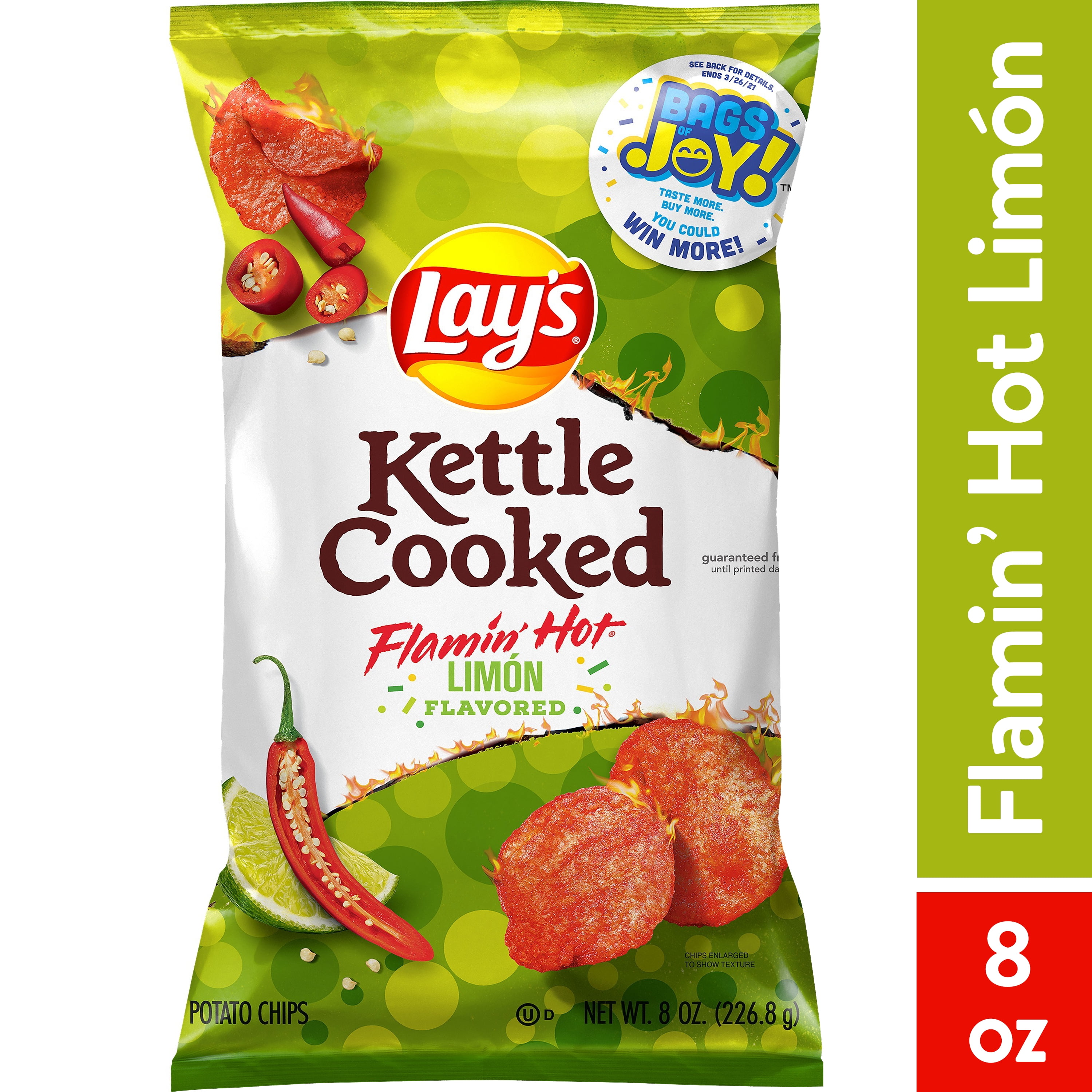 Shop Lay's Kettle Cooked Flamin' Hot Lim n Flavored Potato Chips, 8 oz
