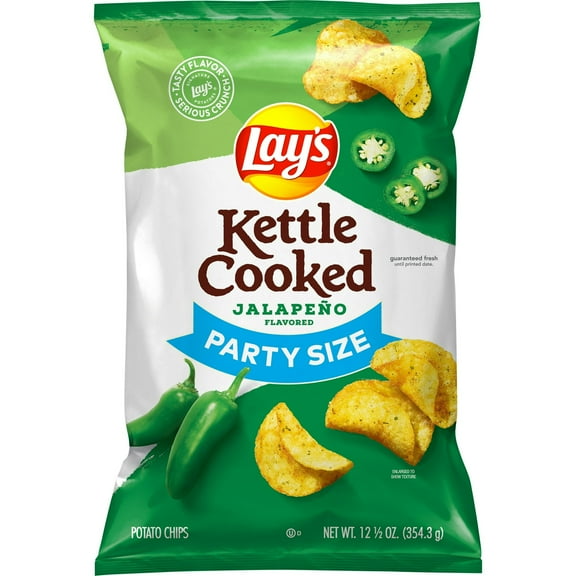 Lay's Kettle Cooked Jalapeno Flavor Potato Snack Chips, 12.5 Ounce Bag (2 Pack)