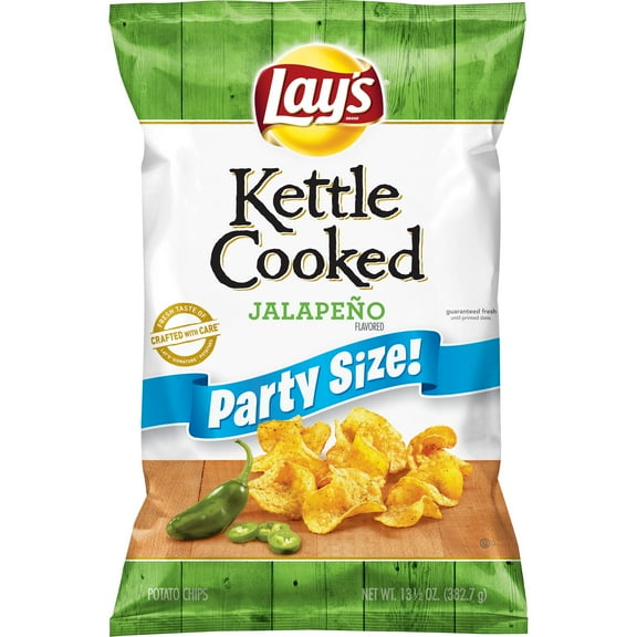 Lay's Kettle Cooked Jalapeno Flavored Potato Snack Chips, 13.5 Ounce Bag