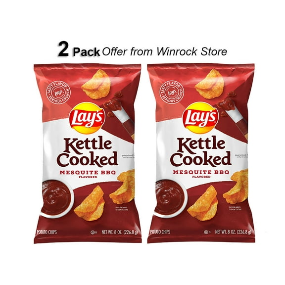 Lay's Kettle Cooked Mesquite Barbecue Flavored Potato Chips, 8 oz Bag (2 Pack) offer from Winrock Store