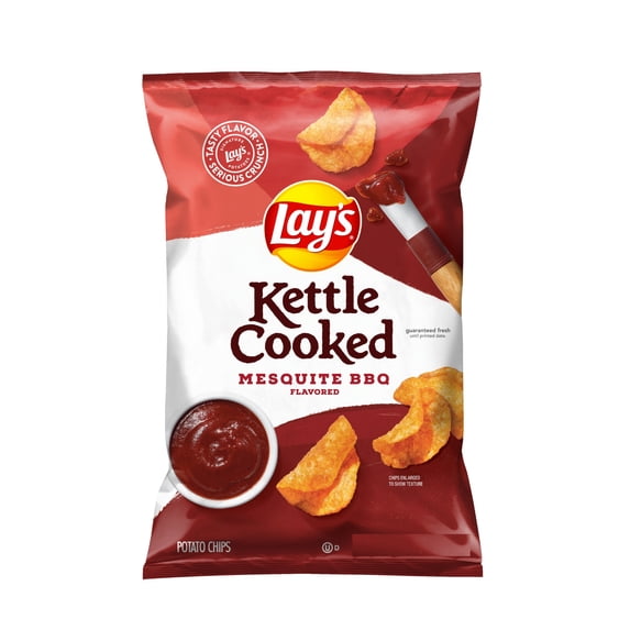 Lay's Kettle Cooked Mesquite Barbecue flavored Potato Chips, 8.5 oz Bag