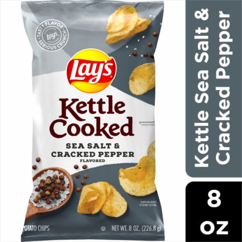 Lay's Kettle Cooked Salt and Cracked Pepper Kettle Potato Chips - 8 oz
