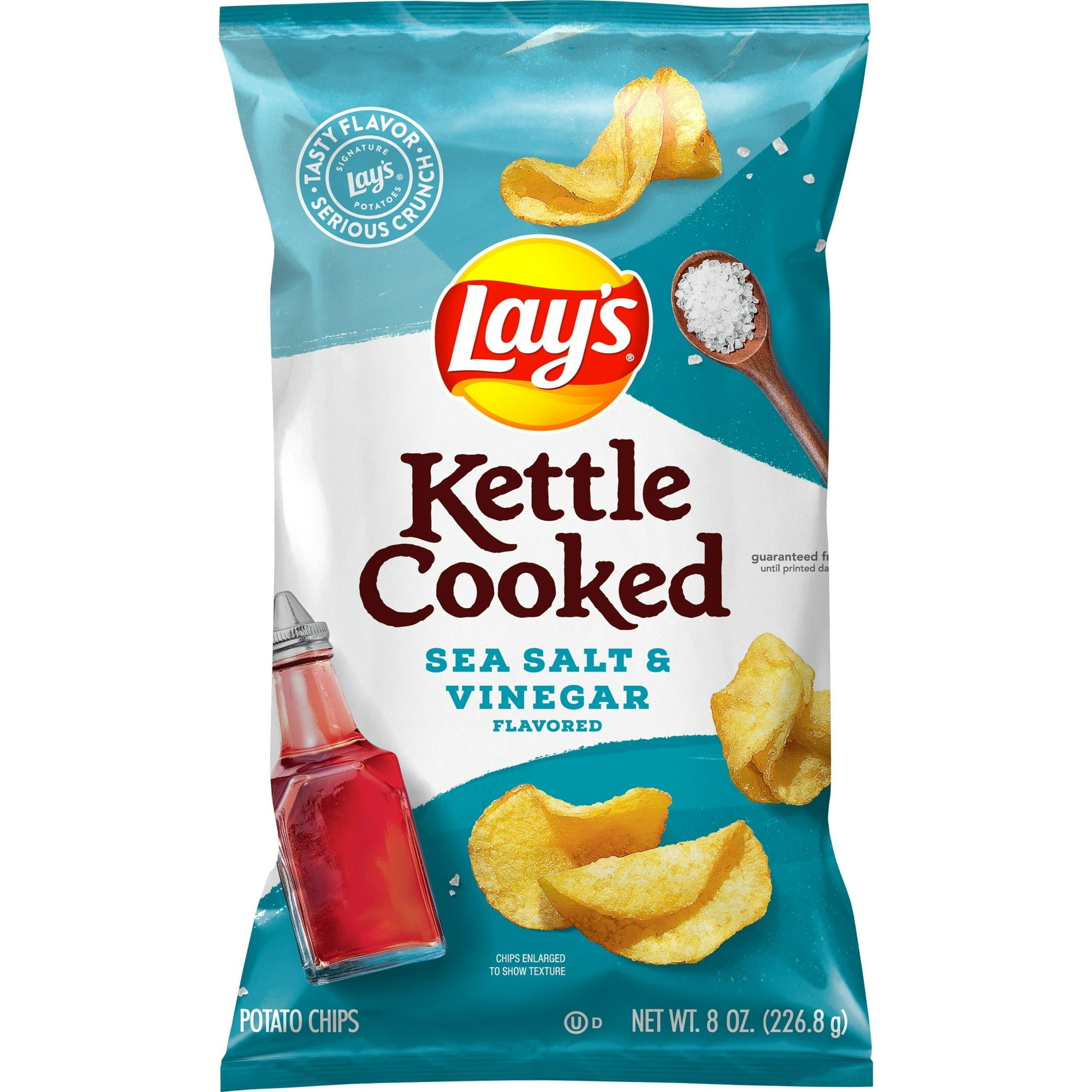 Lay's Kettle Cooked Sea Salt & Vinegar Flavored Potato Chips, 8 oz bag...