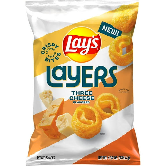 Lay's Layers Three Cheese Flavored Potato Snacks, 4.75oz