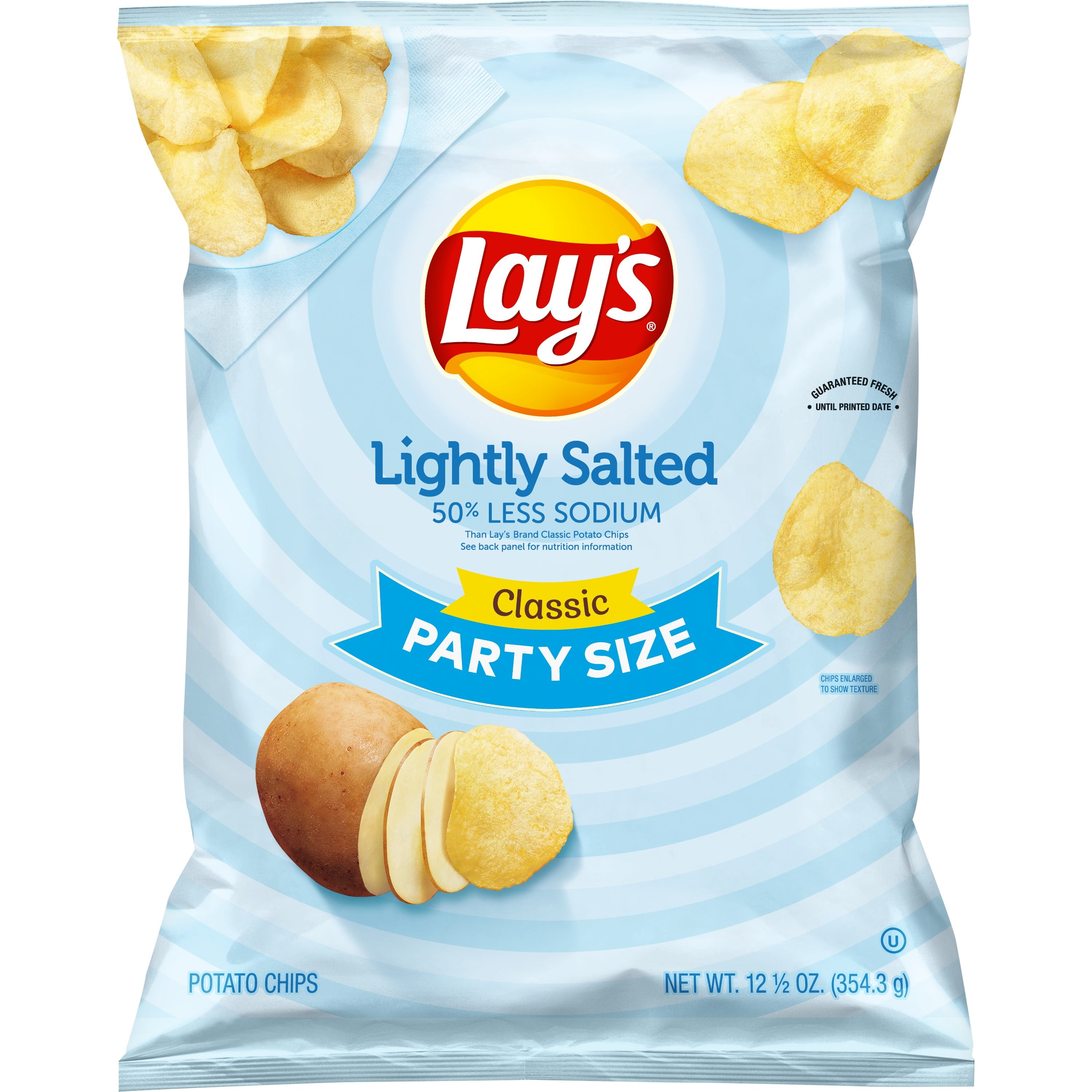 Lay's Lightly Salted Classic Flavored Potato Chips, Party Size, 12.5 oz Bag pack of 4