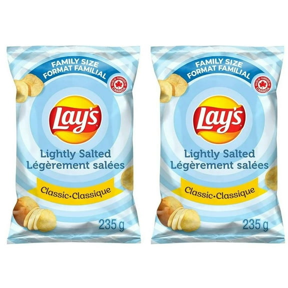 Lay's Lightly Salted Potato Chips, 235g (2 Pack)