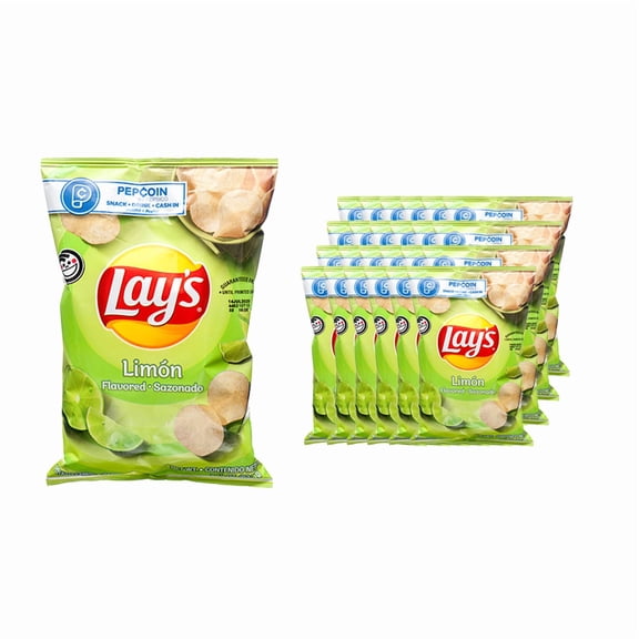 Lays Limn Flavored Potato Chips 24 Bags 2.25 oz Each | Zesty Lime Seasoning | Family Snack Pack | Bulk Value Box
