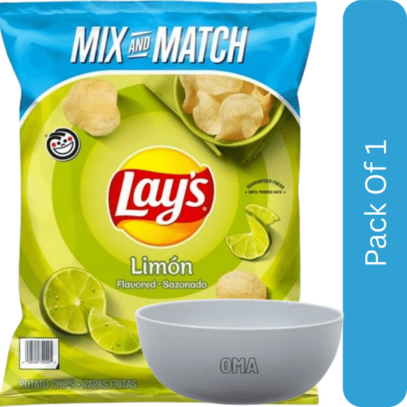 Lays Limon Potato Chips -15oz, With Olive White Bowl By OMA