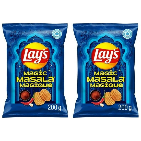 Lay's Magic Masala Ridged Flavored Potato Chips, 200g (2 Pack)