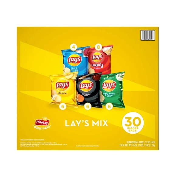 Frito Lay Potato Chips Lay's Mix Variety Pack 1 1/2 Oz 30 Count