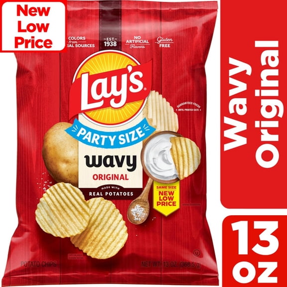 Lay's Original Wavy Potato Chips Party Size, 13 Oz