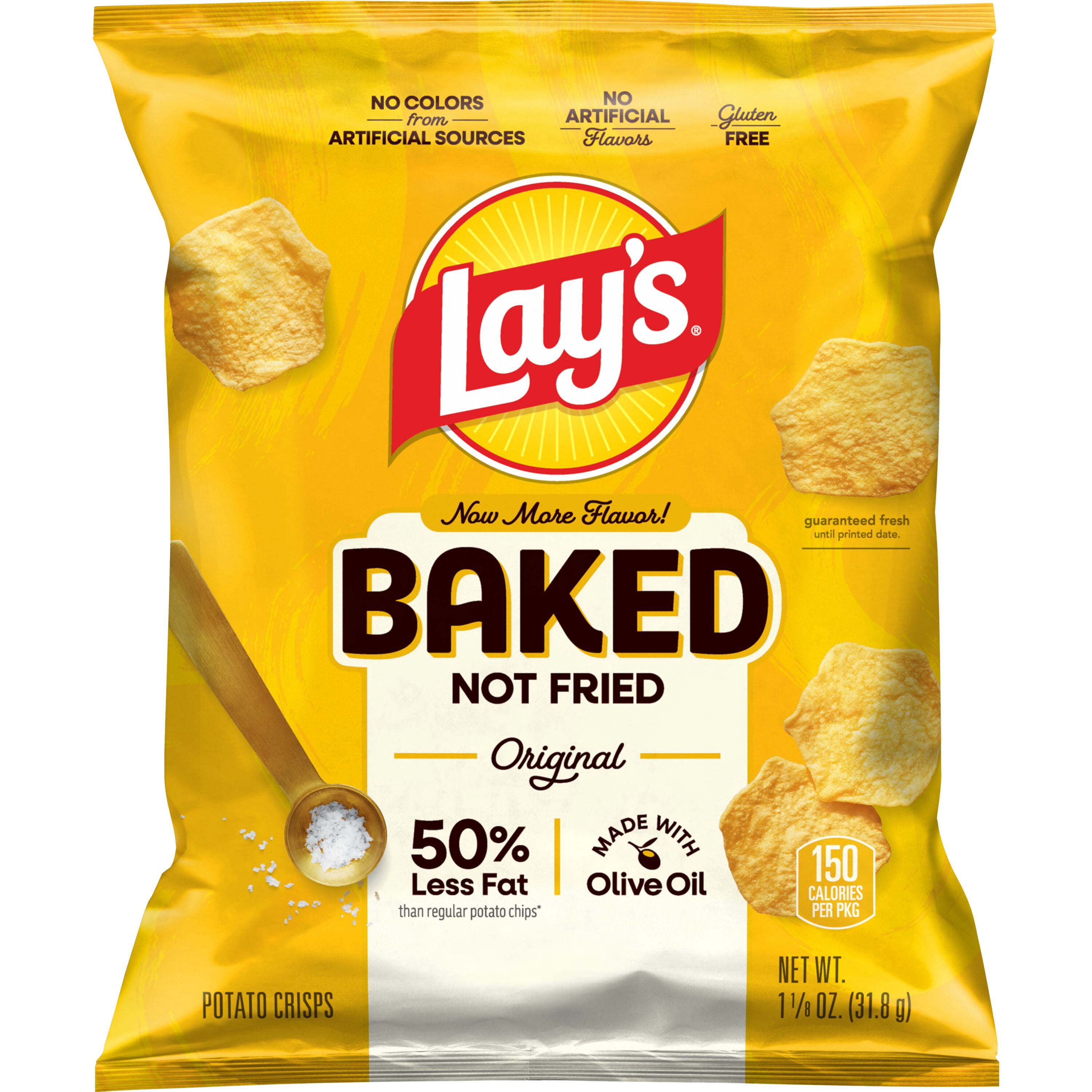 Baked Lay’s 50% Less Fat Original Potato Chips Bag, 1.13 oz