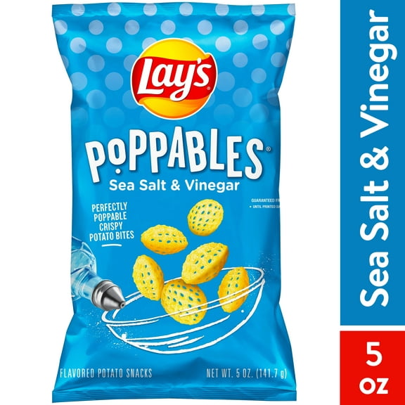 Lay's Poppables Sea Salt & Vinegar Flavor Potato Snack Chips, 5 Ounce Bag