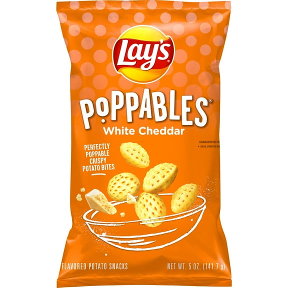 Lay's Poppables White Cheddar Flavored Potato Snack Chips, 5 Oz Bag