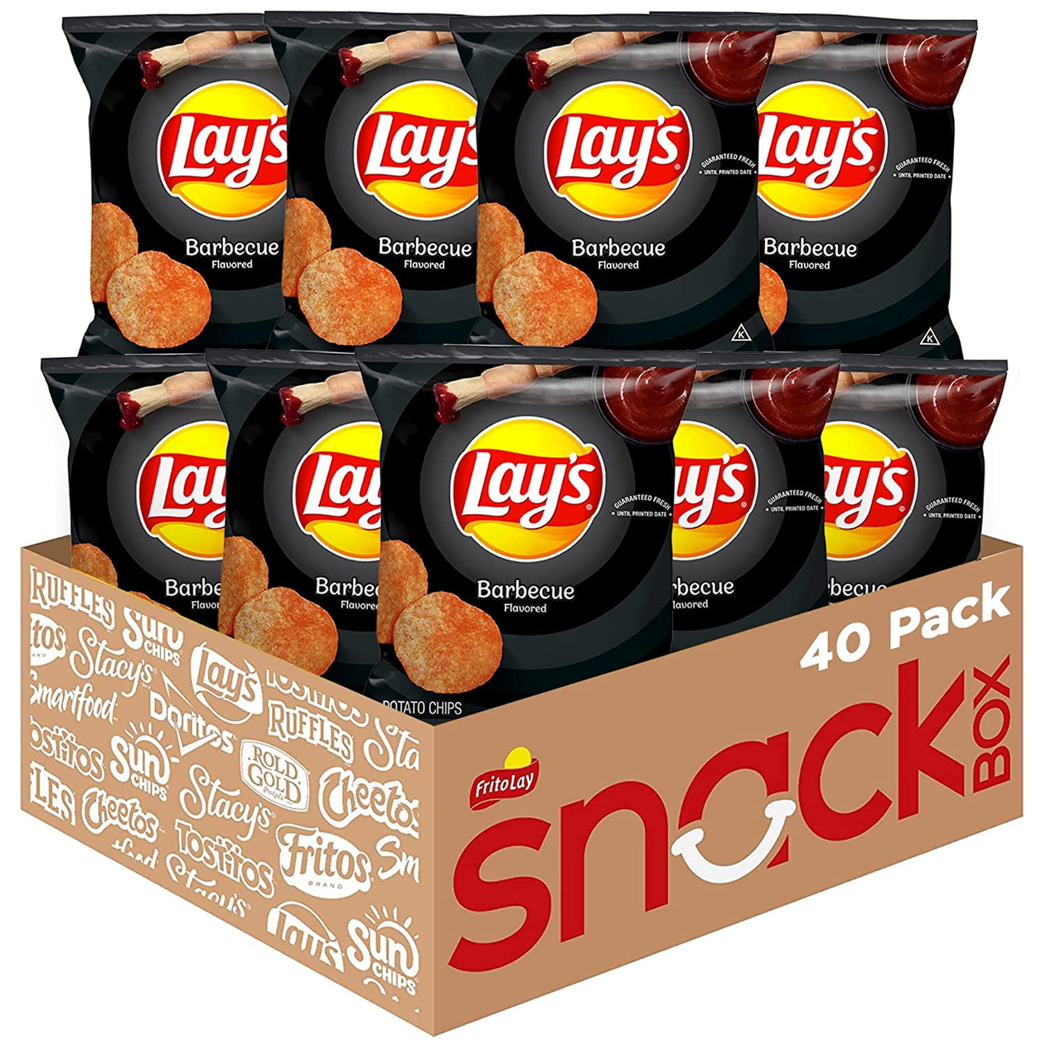 Lay's Potato Chips Barbecue Flavor Snack Chips, 1 oz Bags, 40 Count ...