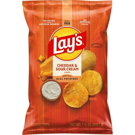 Lay's Potato Chips, Cheddar & Sour Cream, 7.75 oz Bag