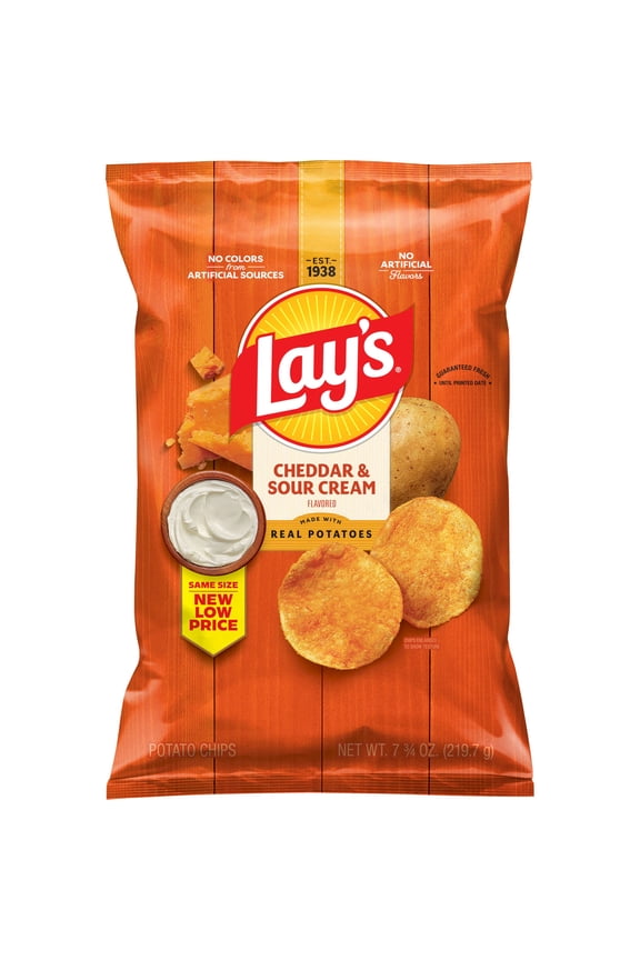 Potato Chips, Cheddar & Sour Cream, 7.75 oz Bag