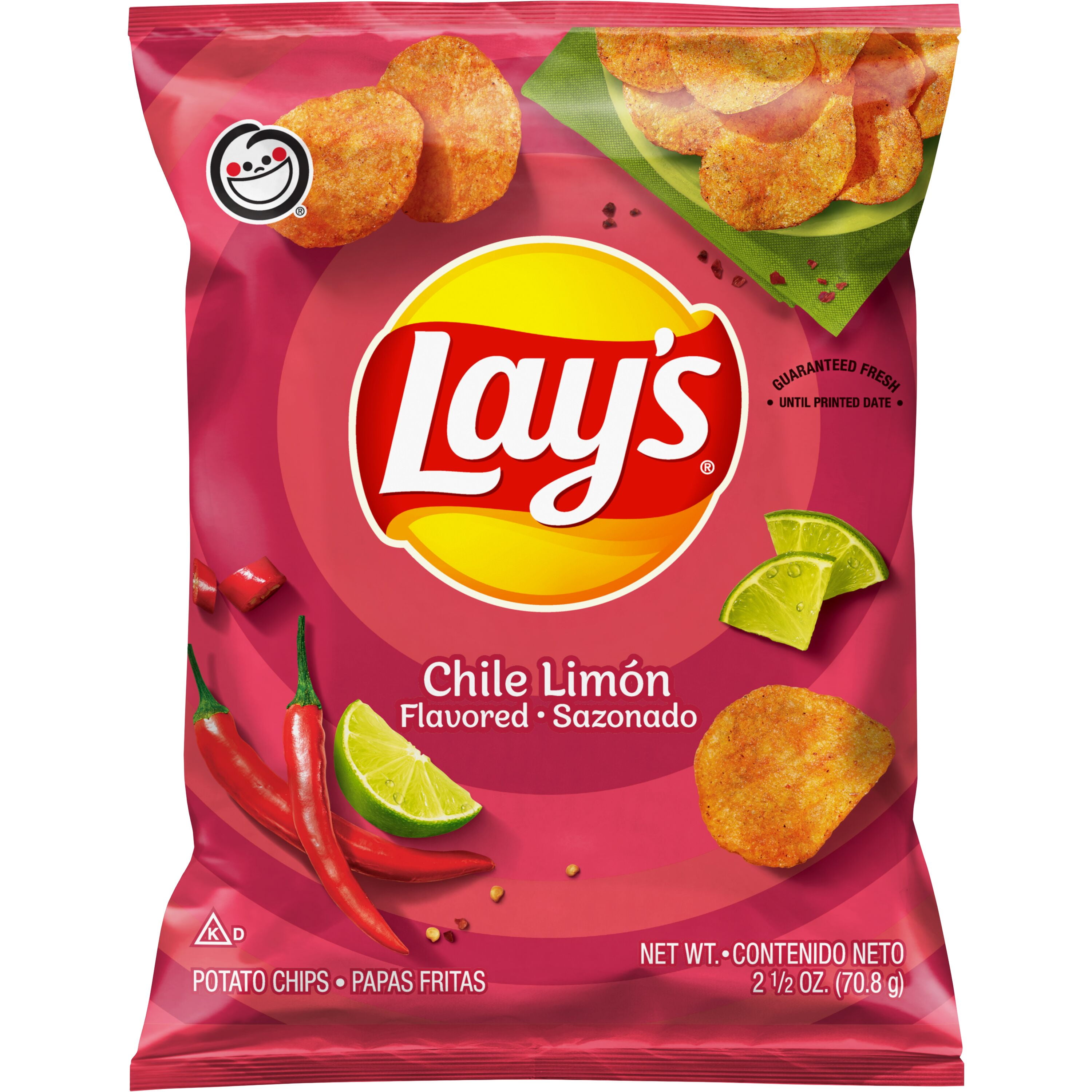 Lay's Potato Chips Chile Limon Flavored, 2.5 oz Bag