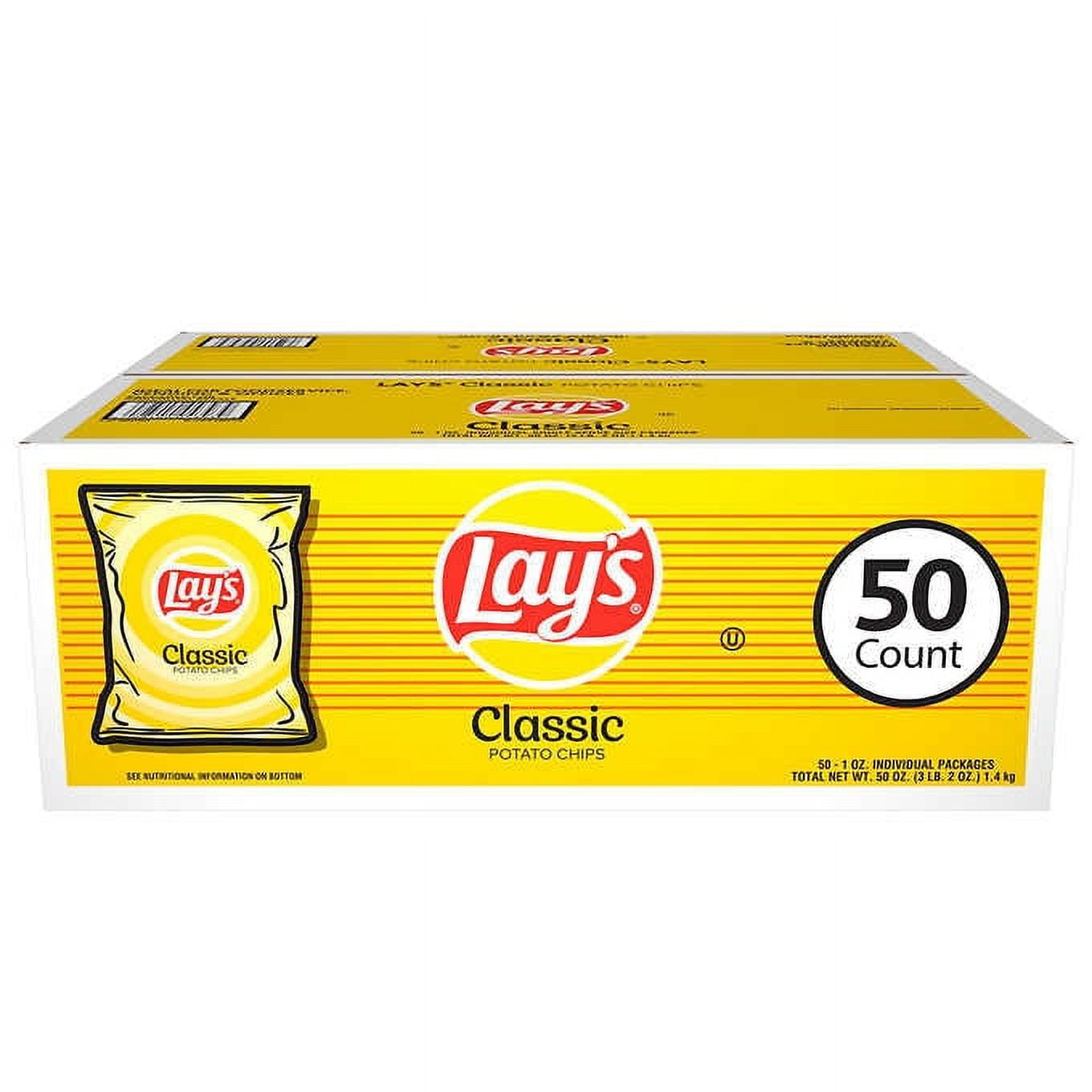 Lay's Potato Chips, Classic Snack, 1 oz Bags, 50 Count - Walmart.com