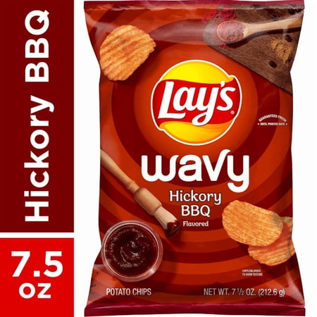 Lay's Wavy Potato Chips Barbecue Flavor Hickory BBQ, 7.5 Oz