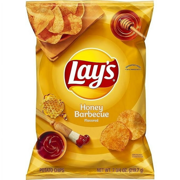 Lay's Potato Chips, Honey Barbecue Flavored Snacks, 7.75oz Bag ( Pack of 4 )
