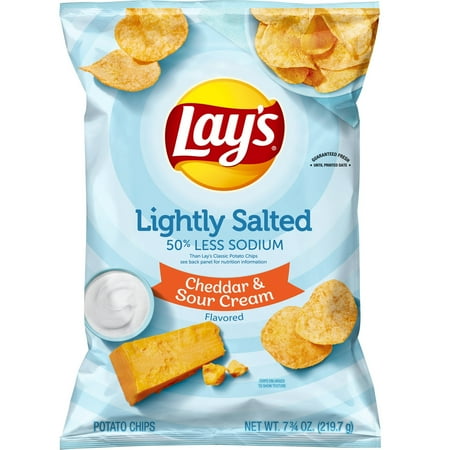 Lay's Potato Chips, Lightly Salted Cheddar & Sour Cream Flavor, 7.75 oz Bag