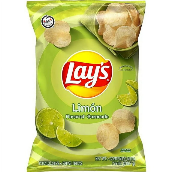 Lay's Potato Chips, Limon Flavored Snacks, 7.75oz Bag ( Pack of4 )