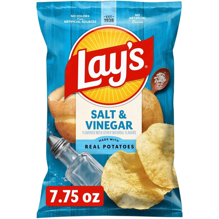 Lay's Potato Chips, Salt & Vinegar Snack Chips, 7.75 Ounce Bag