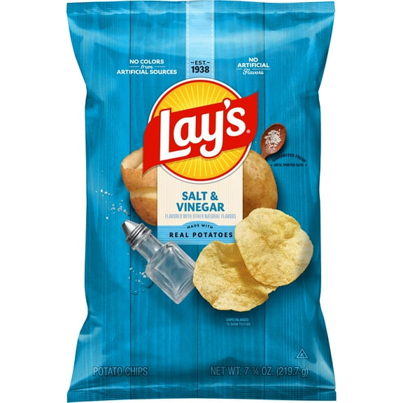 Lay's Potato Chips Salt & Vinegar Snack Chips, 7.75 Ounce Bag