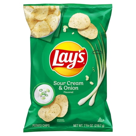 2 Pack - Lay's Potato Chips Sour Cream & Onion 7.75 oz Package May Vary