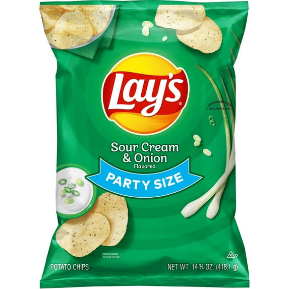 Lay's Potato Chips, Sour Cream & Onion, Party Size, 14.75 oz Bag