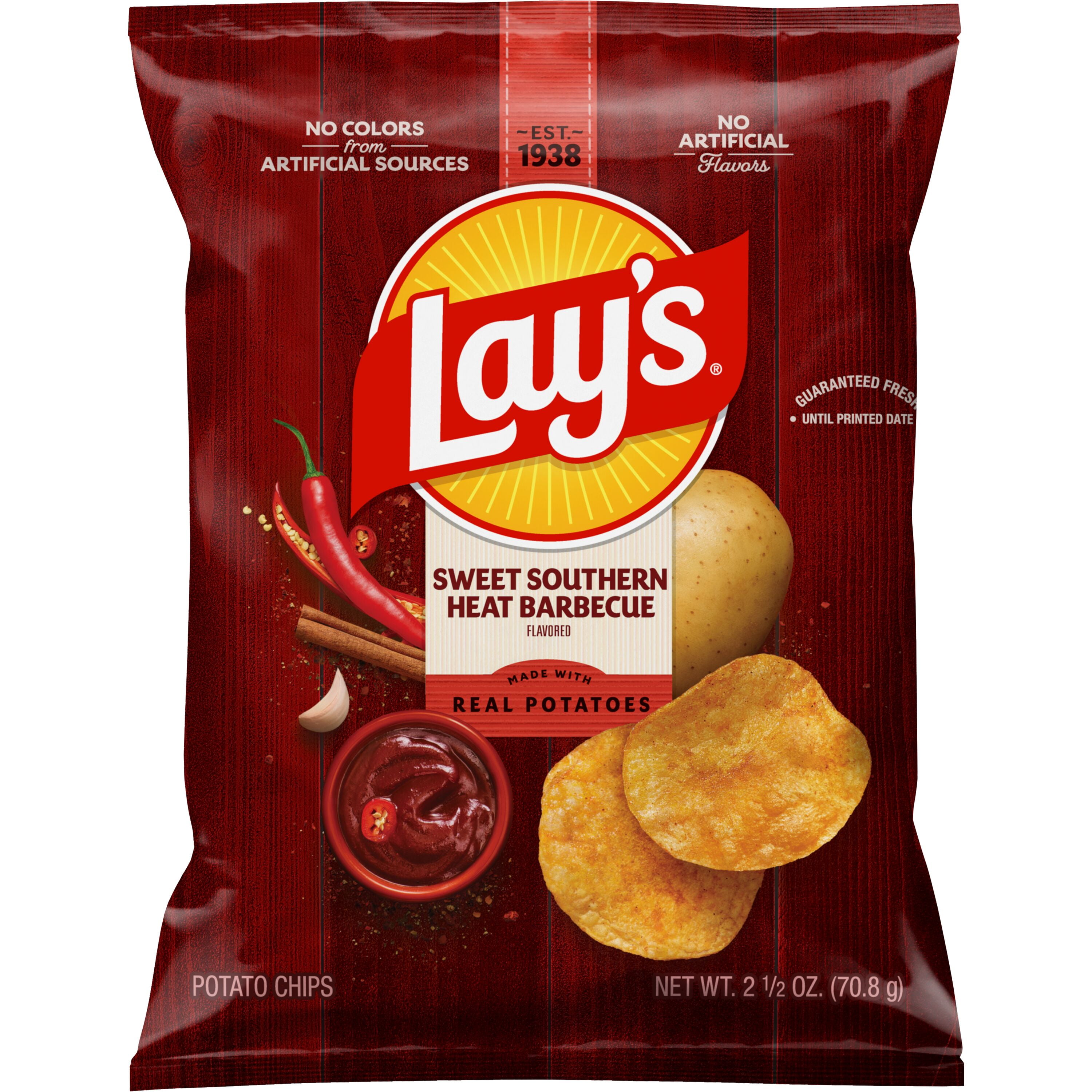 Lay's Potato Chips Sweet Southern Heat BBQ Flavored 2.5 oz Bag