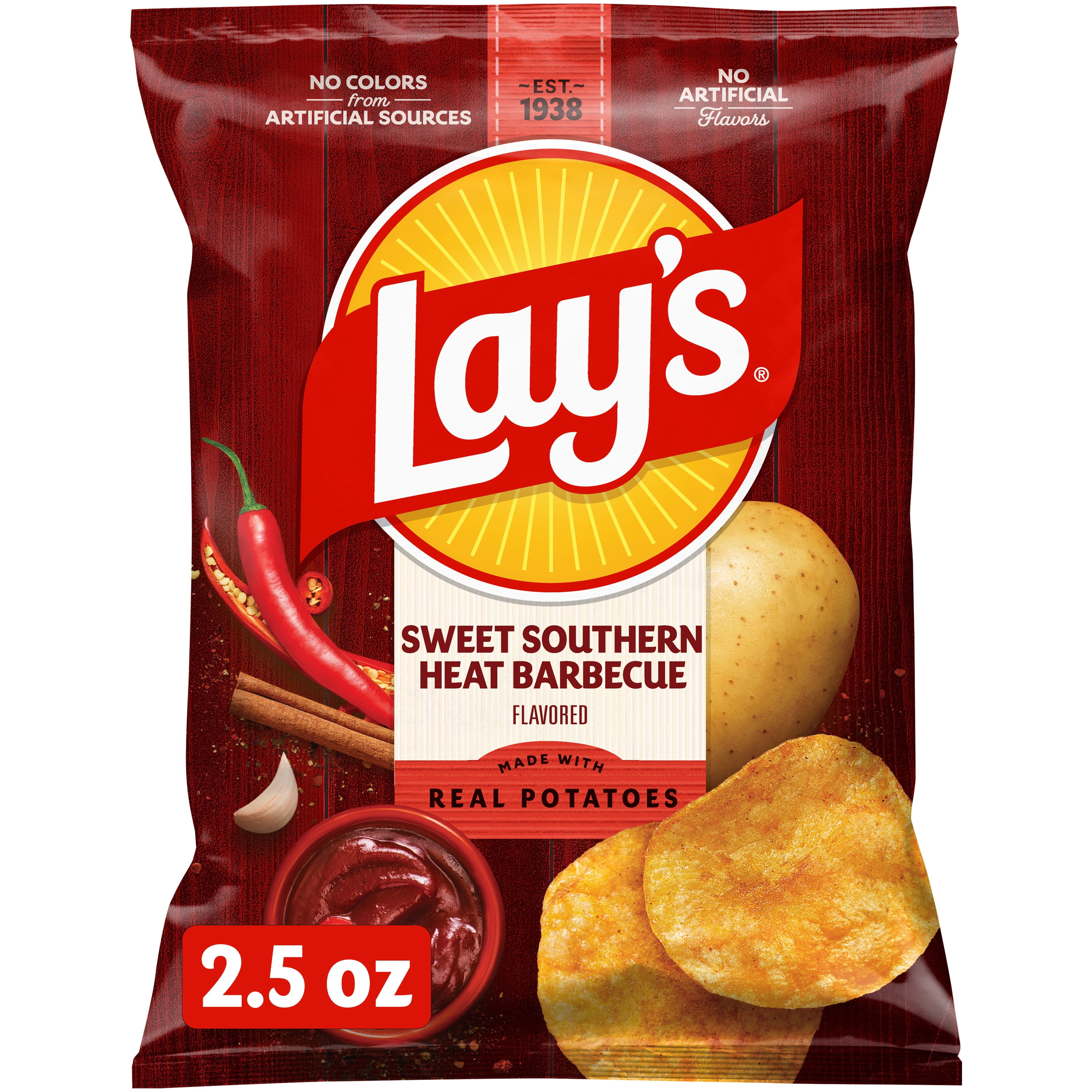 Lay's Potato Chips Sweet Southern Heat BBQ Flavored 2.5 oz Bag