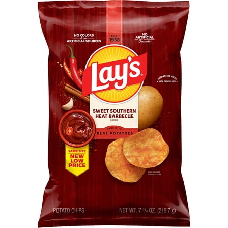 Lay's Southern Sweet Heat Barbecue Flavored Potato Chips, 7.75 oz Bag