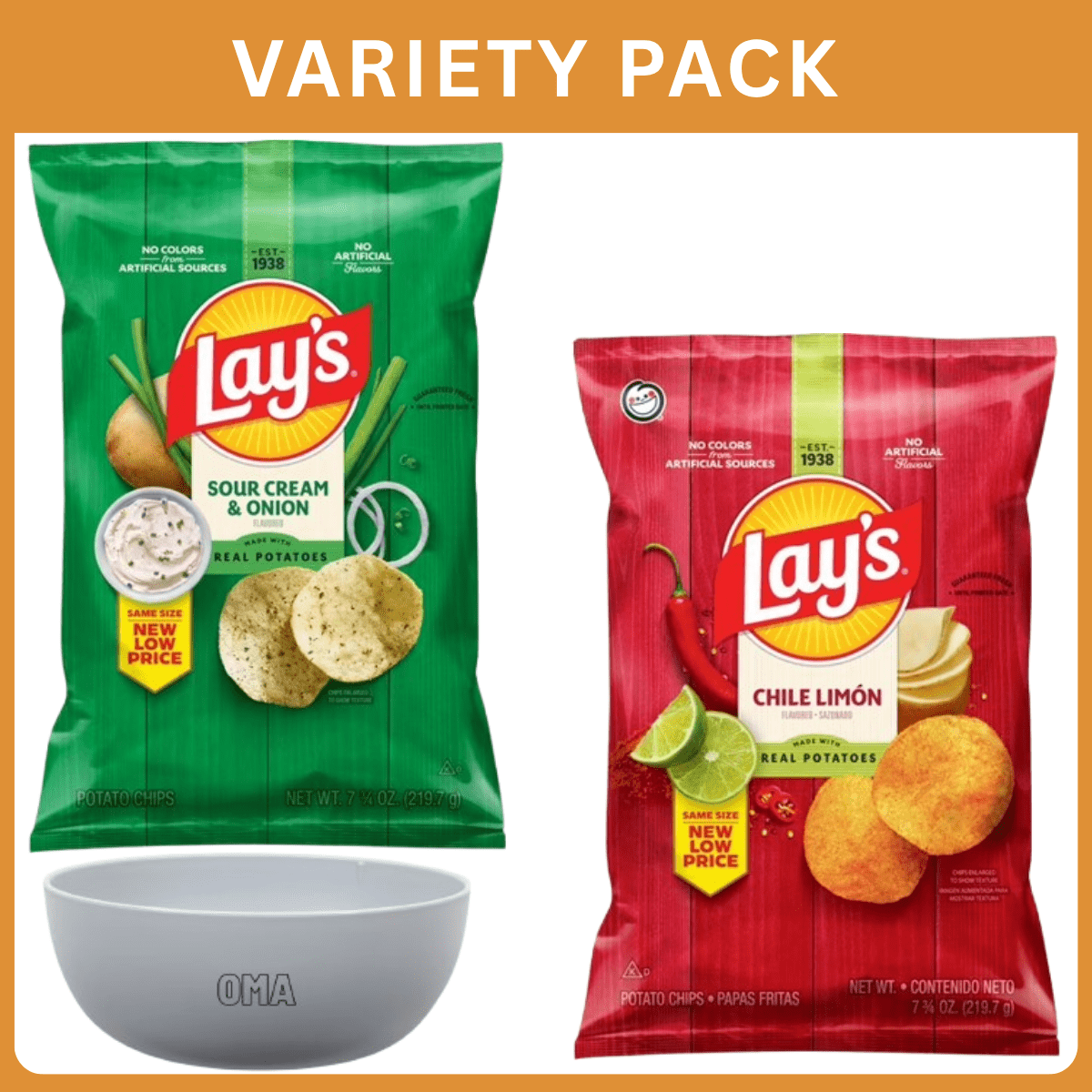 Lay's Potato Chips Variety Pack, Sour Cream & Onion 7.75 oz