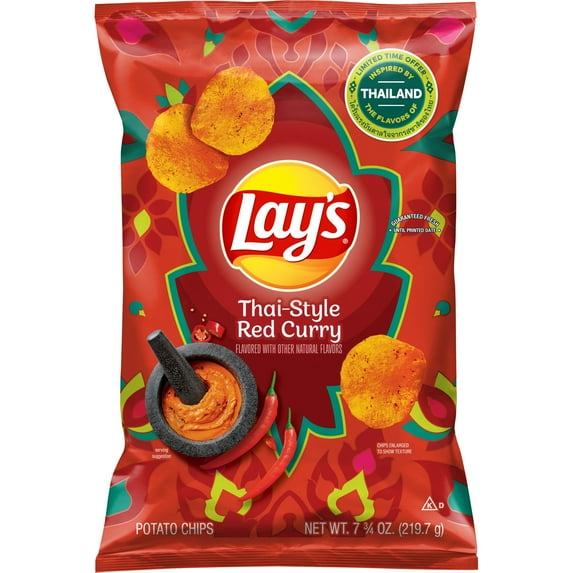 Lay's Thai Red Curry Potato Chips, 7.75 oz Bag