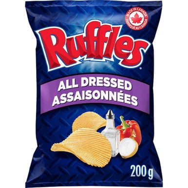 Lay's Ruffles Potato Chips,All Dressed,220g/7.8oz 4pk