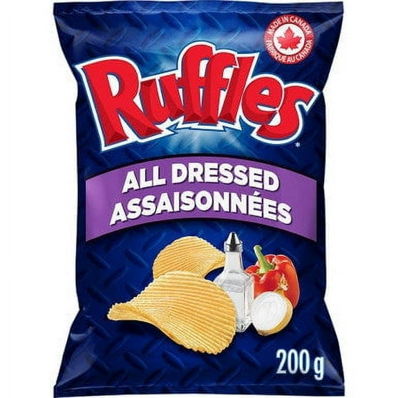 Lay's Ruffles Potato Chips,All Dressed,220g/7.8oz 4pk