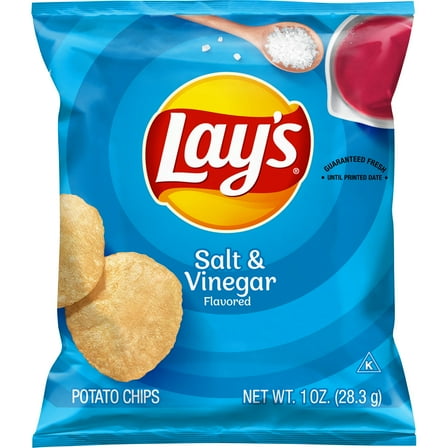(12 pack) Lay's Salt & Vinegar Flavored Potato Chips Snack Chips, 1oz Bag