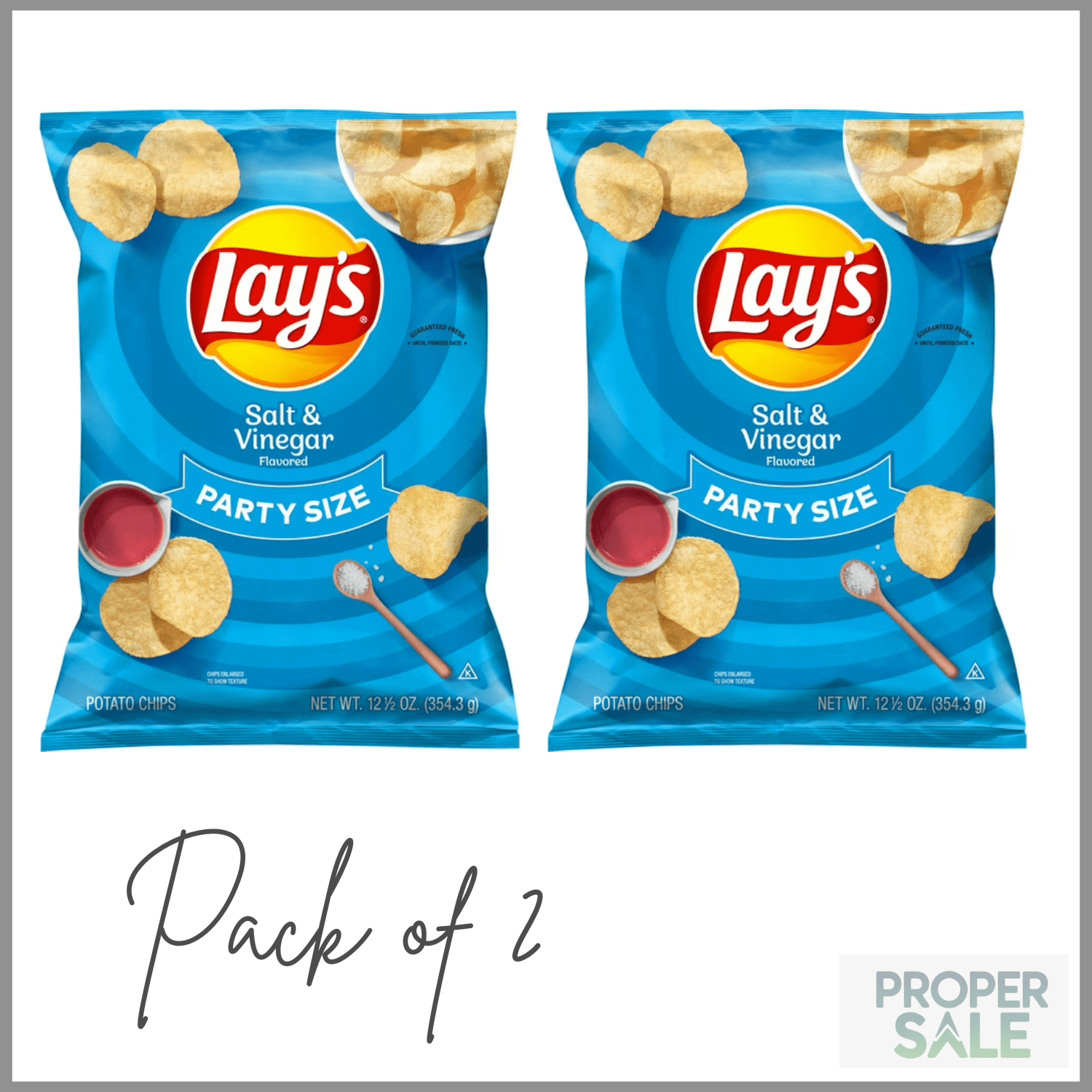 Lay's Salt & Vinegar Potato Snack Chips,Party Size, 12.5 oz Bag ( PACK OF 2 )