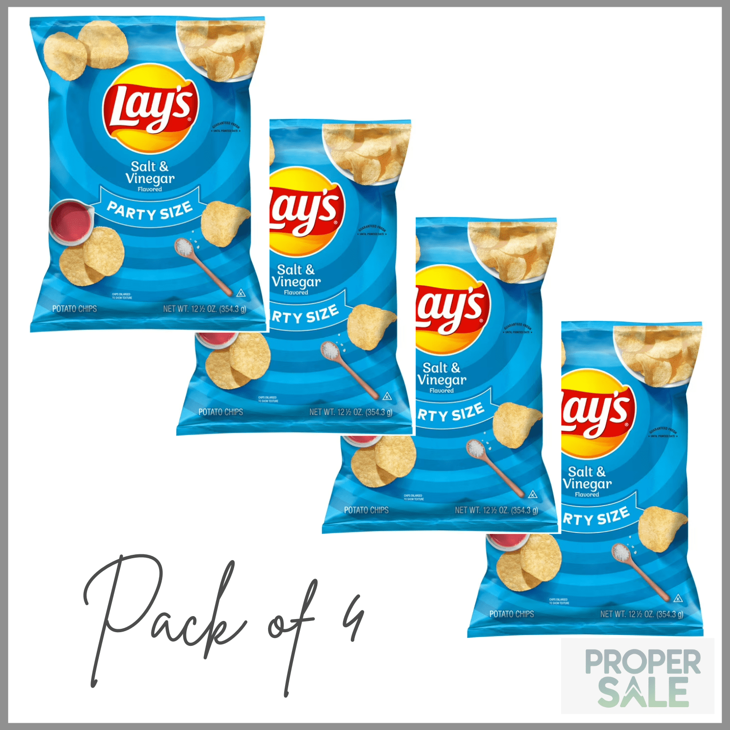 Lay's Salt & Vinegar Potato Snack Chips,Party Size, 12.5 oz Bag ( PACK OF 4 )