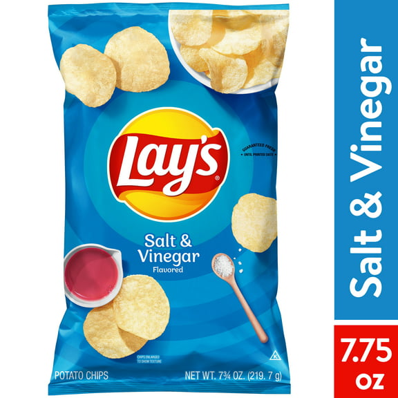 Lay's Salt and Vinegar Flavor Potato Snack Chips, 7.75 Ounce Bag