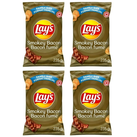 Lay's Smokey Bacon Flavored Potato Chips, 220g (4 Pack)