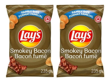 Lays Smokey Bacon Potato Chips, 235g/ 8.3oz, 2-Pack