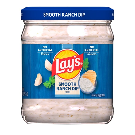Lay's Smooth Ranch Dip Spread in a 15 Ounce Jar with Tangy Buttermilk Flavor